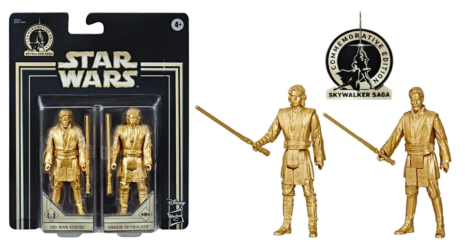 Hasbro Star Wars Commemorative Edition Gold Chewbacca & Luke Skywalker Figures