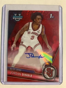 2023-24 1st Bowman Chrome University Jordan Dingle Red Shimmer Auto #D/5 SSP 1/1 - Picture 1 of 2