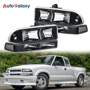 2PCS Black Headlights Assembly & Bumper Lights For 98-04 Chevy S10 Pickup Blazer - Picture 1 of 11
