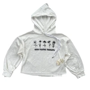 Altar’d State Women’s Medium Cream Grow Positive Thoughts, Floral Cropped Hoodie - Picture 1 of 15
