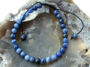 Delicate Men's Bracelet NATURAL Gemstone 6mm BLUE SODALITE beads - Picture 1 of 2