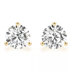 Diamond Stud Earrings F VS2 Round Martini 2 Ct Lab created 14K Gold Screw Back - Picture 1 of 4