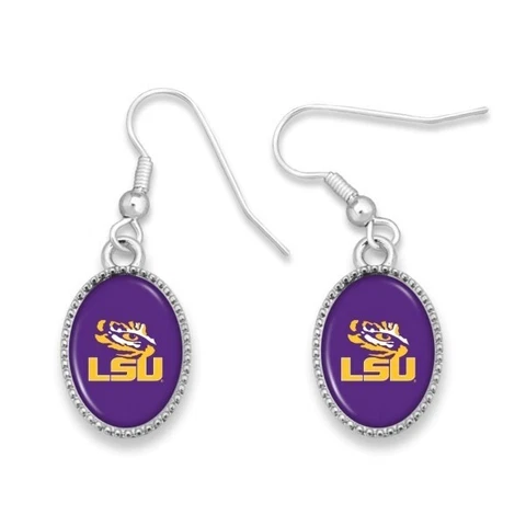 New LSU Tigers Oval Logo Earrings, Fish Hook, Gift for Her Mom Cover