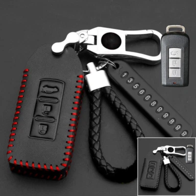 Capa chaveiro de carro couro genuíno para Mitsubishi Outlander Lancer ASX RVR - Imagem 1 de 4