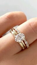 Silver Wedding Ring Set 925 Gold Plated Oval Shape Women CZ ADASTRA JEWELRY