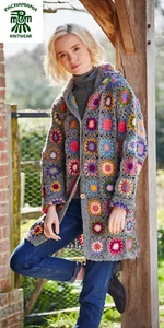 Pachamama Hand Knitted 100% Wool Hooded Coat - Woodstock, Multicoloured - BNWT
