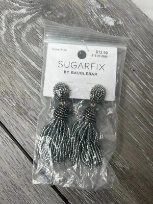 Pendientes de borla con cuentas grises sin níquel Sugarfix by Baublebar Foto 1 de 4