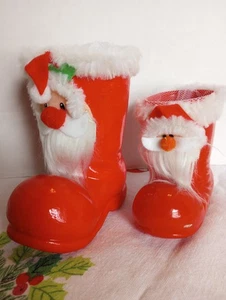 VINTAGE SANTA BOOTS CHRISTMAS CANDY Styrofoam (Big), Plastic (Small) - Picture 1 of 6