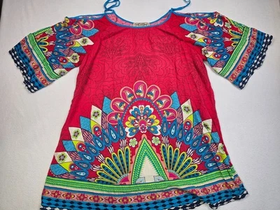 Vestido boho hombro frío Flying Tomato para mujer L estampado floral multicolor Foto 1 de 4