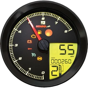 Koso Speedometer/Tachometer Black Bezel LCD Color Change Display BA051231 - Picture 1 of 12