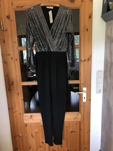 Bella Best Paris eleganter Damen Overall Jumpsuit schwarz mit Glitzer Gr. M - Bild 1 von 7