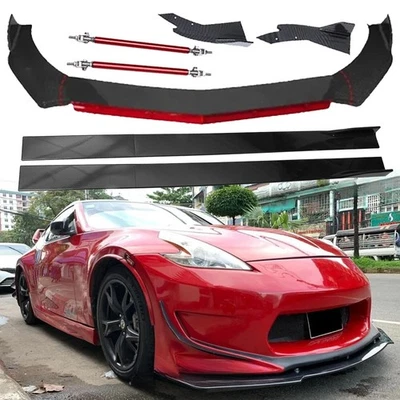 Front Bumper Rear Lip Spoiler Splitters Carbon Fiber For Nissan 350Z 370Z Body - Imagem 1 de 4