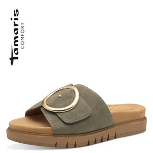 Tamaris Pantolette Pantoletten Sandalen Sandaletten Schuhe Leder grün sage 87106 - Picture 1 of 6