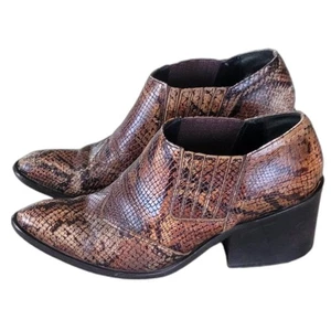 Sam & Libby Reptile Snake Print Leather Heeled Bootie Size 9 - Picture 1 of 8