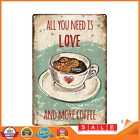 Rust Free Uv Protected Metal Love Coffee Sign Vintage Bar Wall Home Art Poster