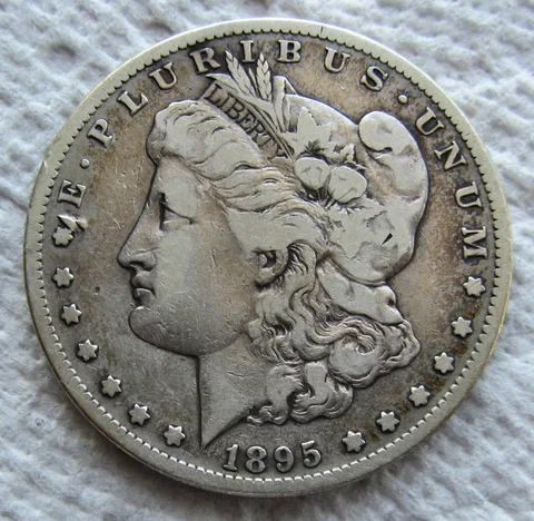 1895-S Morgan Silver Dollar Rare Key Date VF Detail Small Nicks Obverse Field Cover