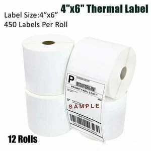 12 Roll 450/Roll 4x6 Direct Thermal Shipping Label Eltron 2844 Zebra ZP450 GX420 - Imagen 1 de 8