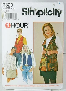 Chalecos forrados Simplicity 7320 con patrón de costura faltan feos Navidad grandes XLarge UC - Imagen 1 de 3