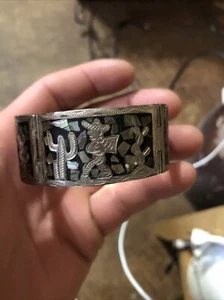 "Pulsera de eslabones Abalon vintage de plata esterlina de México tamaño 6,1/2"" 35,31 g" - Imagen 1 de 10