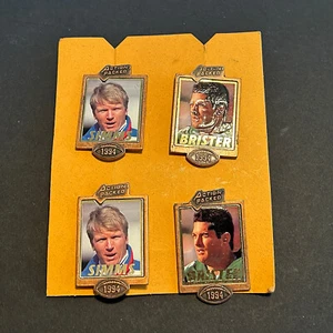1994 PHIL SIMMS BUBBY BRISTER NFL QB CLUB ACTION PACKED BRONZE PIN 4 PIECE LOT - Picture 1 of 1