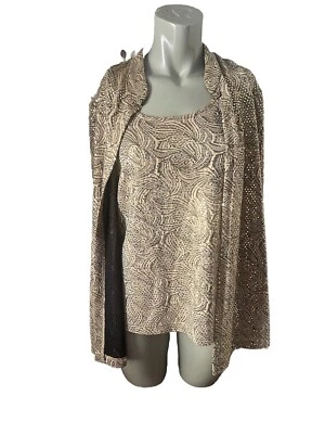 Chaqueta Top Mujer R&M Richards Vintage Brillo Dorado. Shell con chaqueta adjunta. 16 Foto 1 de 4