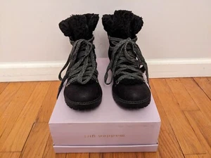 NWB Madden Girl Combat Boots Faux Suede Fur Trimmed Boots Size 7.5 - Picture 1 of 5