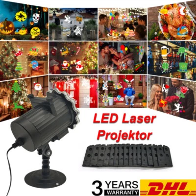 LED Laser Projektor Wandprojektor 16 Motiv Lampe Hauswand Weihnachten Halloween - Bild 1 von 4