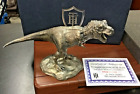 8.72 oz Hand Poured .925 Silver Bar T-Rex Dinosaur Cast Art Ingot Statue BOX/COA