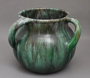 Alte Jugendstil Vase 3 Henkel Keramik Leinweber Altona - Imagen 1 de 1