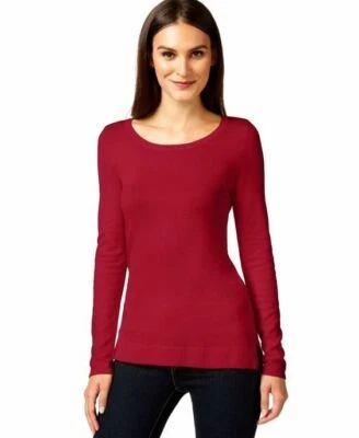 INC INTERNATIONAL CONCEPTS Size XL Scoop Neck Long Sleeve Sweater RED - Image 1 of 2