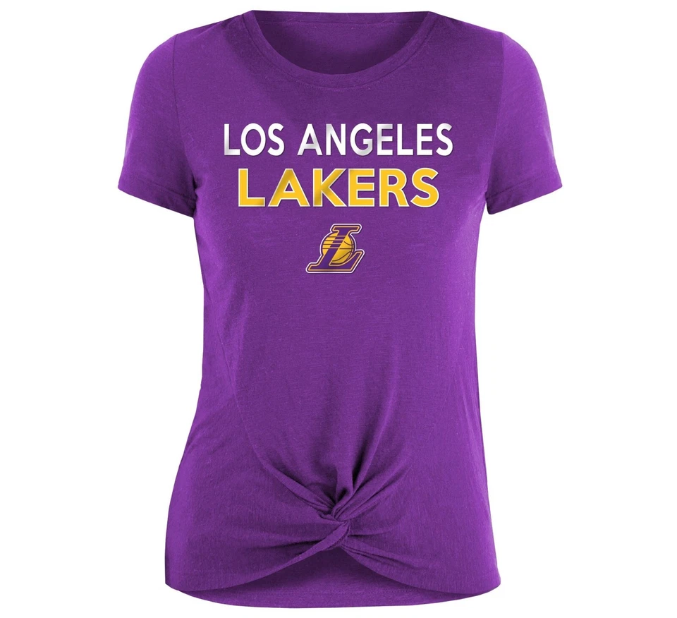 Los Angeles Lakers Women's New Era Glitter Knot Purple Tee - New With Tags! - Image 1 of 1