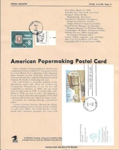 #UX145 American Papermaking Stamped Postal Card- Postal Bulletin Flat w/Tied FDC - Picture 1 of 1