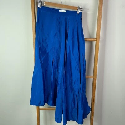 COS Maxi Skirt Womens 34 Blue Asymmetric Hem Pleated Midi Hi-Low Casual Unlined - Image 1 of 4
