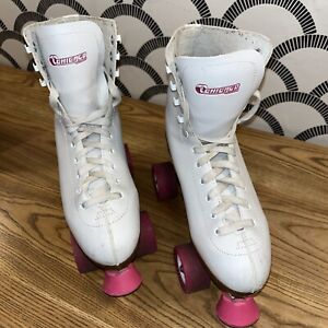 Chicago Ladies Rink Roller Skates Over Ankle White/Pink Size 9