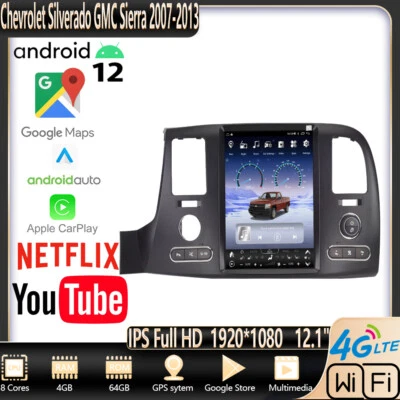 12.1Inch For Chevrolet Silverado GMC Sierra 2007-2013 Android12 Car Stereo Radio — 第 1/4 张图片