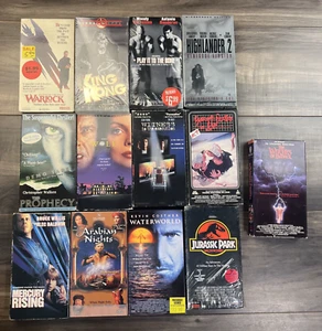 x13 VHS Horror Action Thriller Jurassic Park Warlock Wolf King Kong Prophecy.... - Picture 1 of 7