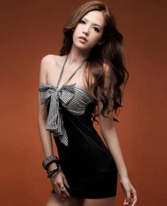 Vestido sin tirantes con moño grande de moda de lujo - Imagen 1 de 10