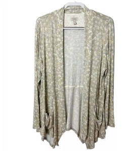 Logo by Lori Goldstein Women's Size L Floral Print Jersey Stretch Open Cardigan - Picture 1 of 8