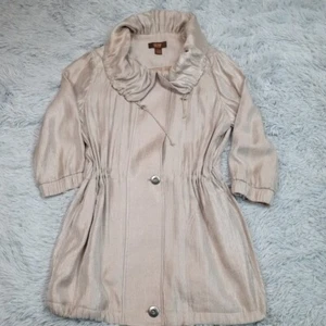 Chaqueta Victor Alfaro Mujer L Doble Ligera Abrigo Bolsillos Brillante Informal - Imagen 1 de 10