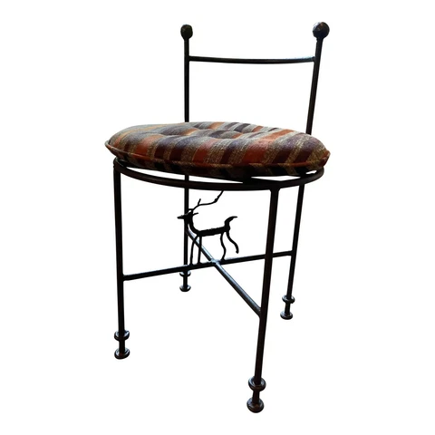 Iron Vanity Stool in the Hand Forged in style of Diego Giacometti Cover