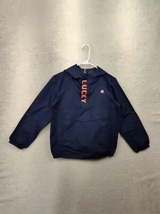 Lucky Brand Boys Jacket Medium Navy Polyester Long Sleeve Hooded Pocket Pullover - Picture 1 of 17