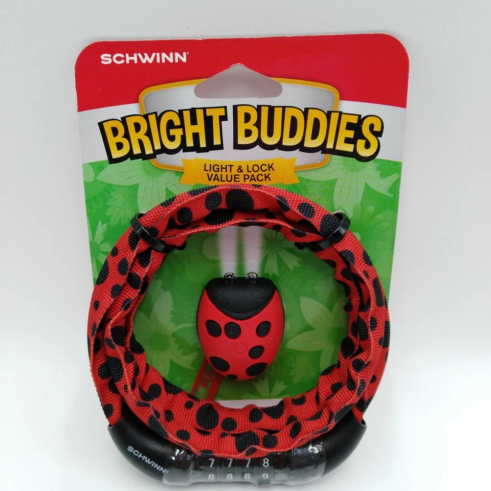 Schwinn Bike Lock With Light Bright Buddies Lady Bug Red Combanation B379