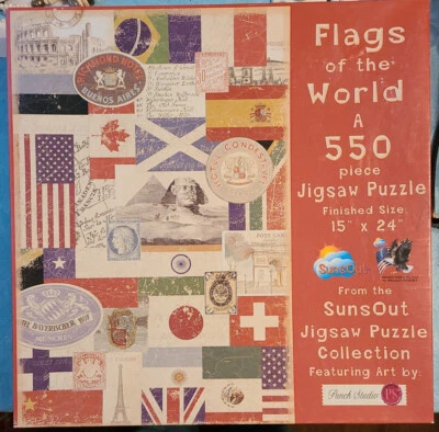 SunsOut 550 Piece Jigsaw Puzzle Flags of the World - Image 1 of 4