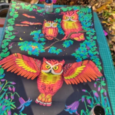 Halloween FANTASY OWL De Colección Años 70 1971 PÓSTER DE HEADSHOP BLACKLIGHT - Joanne Koblin Foto 1 de 4