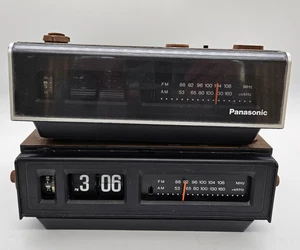 2 Vintage Panasonic RC-6040 Flip Clock AM FM Radio For Parts or Repair - Picture 1 of 13