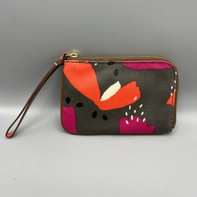 Bolso sin asas tipo billetera de lona con cremallera gris fósil de varias hojas nuevo Foto 1 de 4