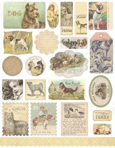Paquete de 3 pegatinas efímeras Melissa Frances perro desaparecido suministros de arte y artesanía - Imagen 1 de 1