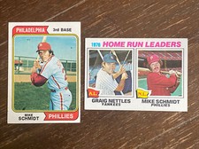 1974 Topps Mike Schmidt 2nd Year & 1977 HR Leaders - EX/EX-MT or Better