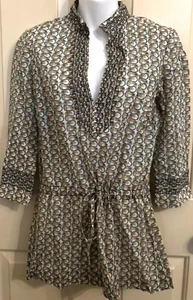 Tory Burch Tunic Top w drawstring size 8 Lightweight cotton/Elephant Print - Picture 1 of 10