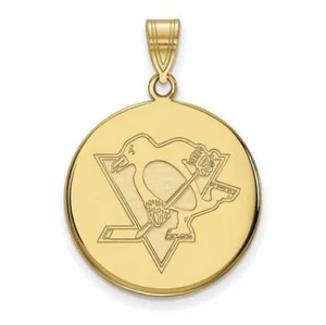 SS GP NHL Pittsburgh Penguins Large Disc Pendant - Picture 1 of 1